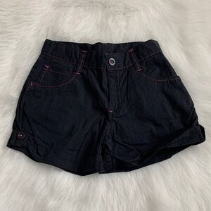 Classic Black Kids Shorts with Pink Stitching